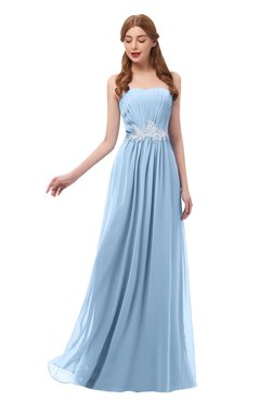 ColsBM Jess Dusty Blue Bridesmaid Dresses Sleeveless Appliques Strapless A-line Zipper Modern