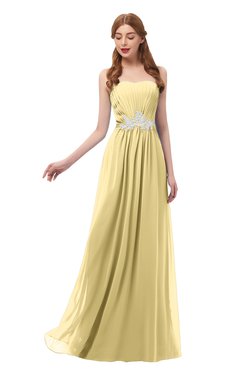 ColsBM Jess Gold Bridesmaid Dresses Sleeveless Appliques Strapless A-line Zipper Modern