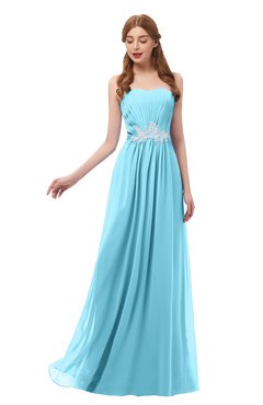 ColsBM Jess Light Blue Bridesmaid Dresses Sleeveless Appliques Strapless A-line Zipper Modern