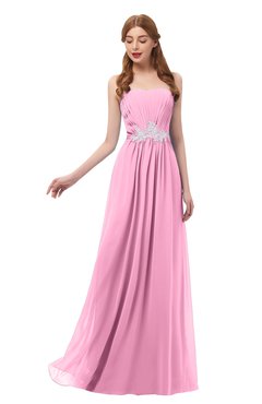 ColsBM Jess Pink Bridesmaid Dresses Sleeveless Appliques Strapless A-line Zipper Modern