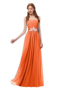 ColsBM Jess Tangerine Bridesmaid Dresses Sleeveless Appliques Strapless A-line Zipper Modern