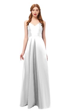 ColsBM Aubrey Cloud White Bridesmaid Dresses V-neck Sleeveless A-line Criss-cross Straps Sash Classic