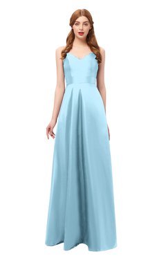 ColsBM Aubrey Cool Blue Bridesmaid Dresses V-neck Sleeveless A-line Criss-cross Straps Sash Classic