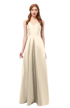 ColsBM Aubrey Cornhusk Bridesmaid Dresses V-neck Sleeveless A-line Criss-cross Straps Sash Classic