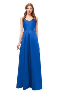 ColsBM Aubrey Electric Blue Bridesmaid Dresses V-neck Sleeveless A-line Criss-cross Straps Sash Classic