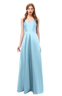 ColsBM Aubrey Ice Blue Bridesmaid Dresses V-neck Sleeveless A-line Criss-cross Straps Sash Classic