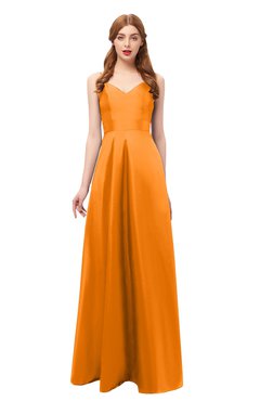 ColsBM Aubrey Orange Bridesmaid Dresses V-neck Sleeveless A-line Criss-cross Straps Sash Classic