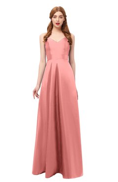 ColsBM Aubrey Peach Blossom Bridesmaid Dresses V-neck Sleeveless A-line Criss-cross Straps Sash Classic