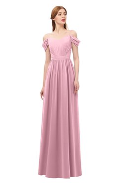 ColsBM Taylor Light Coral Bridesmaid Dresses A-line Off The Shoulder Short Sleeve Zipper Floor Length Simple