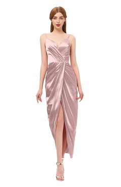 ColsBM Harlow Bridal Rose Bridesmaid Dresses Spaghetti Sleeveless Glamorous Hi-Lo Pleated Column