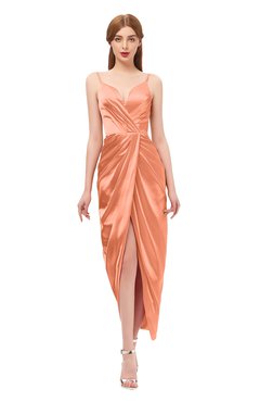 ColsBM Harlow Canteloupe Bridesmaid Dresses Spaghetti Sleeveless Glamorous Hi-Lo Pleated Column