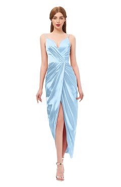 ColsBM Harlow Ice Blue Bridesmaid Dresses Spaghetti Sleeveless Glamorous Hi-Lo Pleated Column