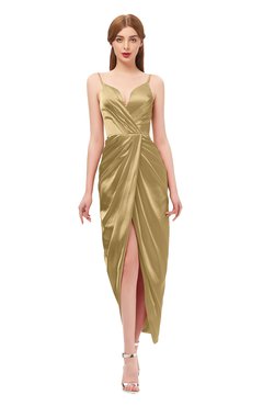 ColsBM Harlow Prairie Sand Bridesmaid Dresses Spaghetti Sleeveless Glamorous Hi-Lo Pleated Column
