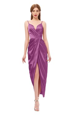 ColsBM Harlow Purple Orchid Bridesmaid Dresses Spaghetti Sleeveless Glamorous Hi-Lo Pleated Column