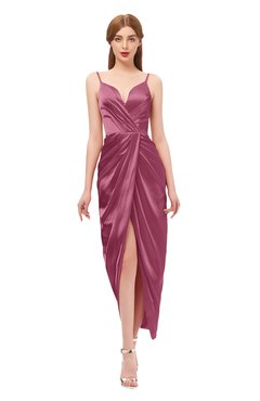 ColsBM Harlow Rose Wine Bridesmaid Dresses Spaghetti Sleeveless Glamorous Hi-Lo Pleated Column