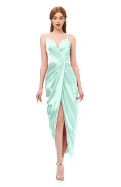 ColsBM Harlow Soothing Sea Bridesmaid Dresses Spaghetti Sleeveless Glamorous Hi-Lo Pleated Column