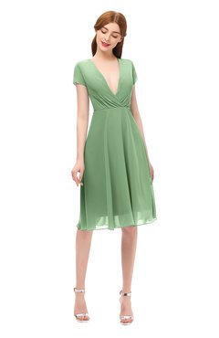 ColsBM Bailey Fair Green Bridesmaid Dresses V-neck Ruching A-line Zipper Knee Length Modern