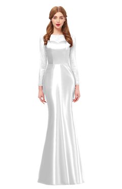 ColsBM Kenzie Cloud White Bridesmaid Dresses Trumpet Lace Bateau Long Sleeve Floor Length Mature