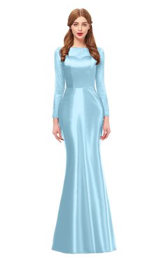 ColsBM Kenzie Cool Blue Bridesmaid Dresses Trumpet Lace Bateau Long Sleeve Floor Length Mature