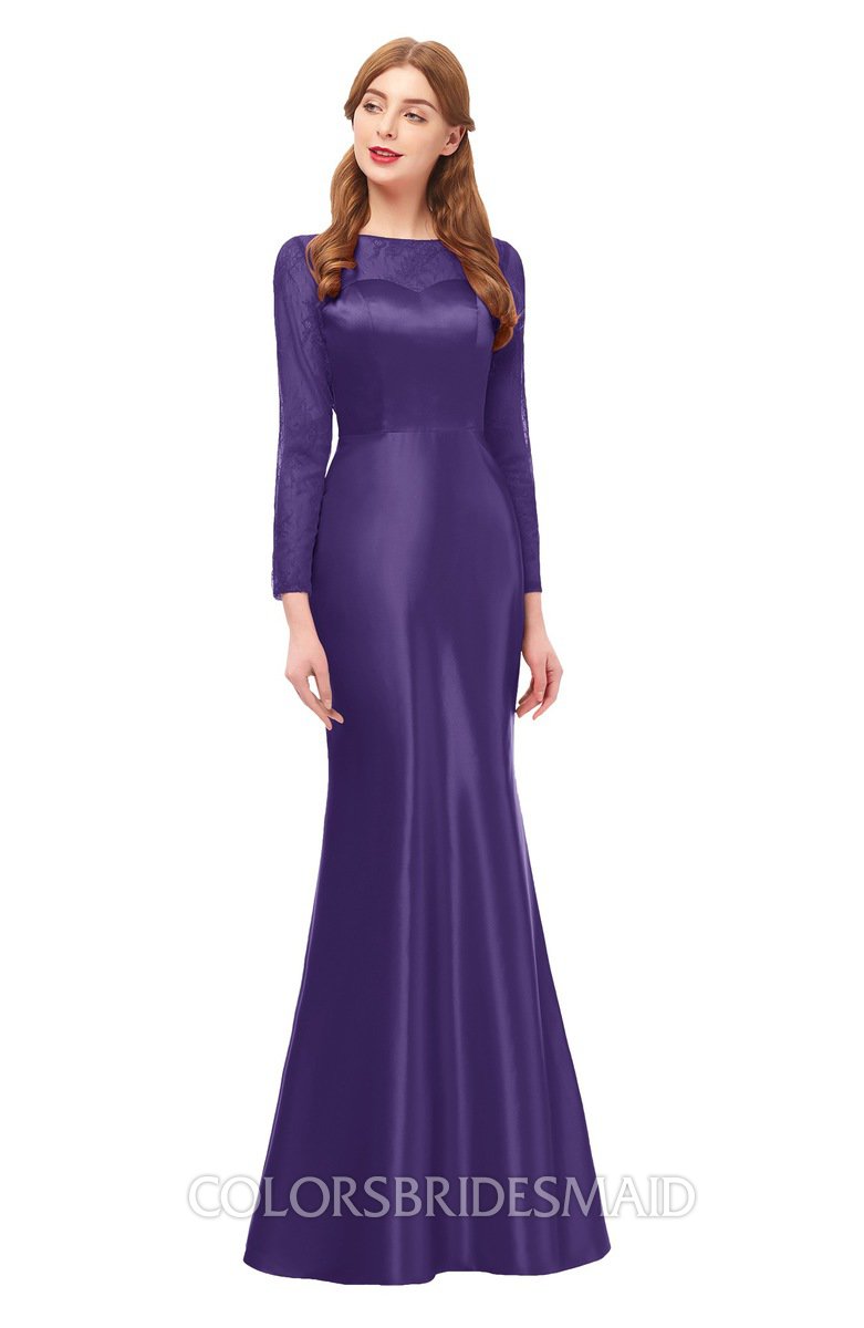 long sleeve purple bridesmaid dresses