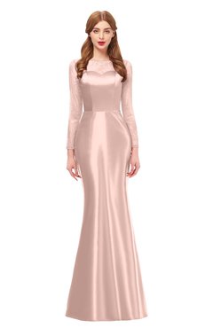ColsBM Kenzie Pastel Pink Bridesmaid Dresses Trumpet Lace Bateau Long Sleeve Floor Length Mature