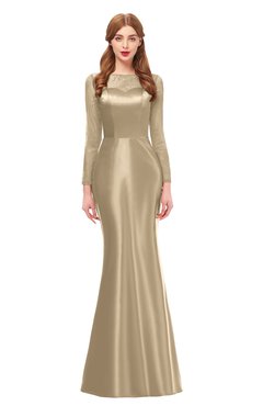 ColsBM Kenzie Warm Sand Bridesmaid Dresses Trumpet Lace Bateau Long Sleeve Floor Length Mature