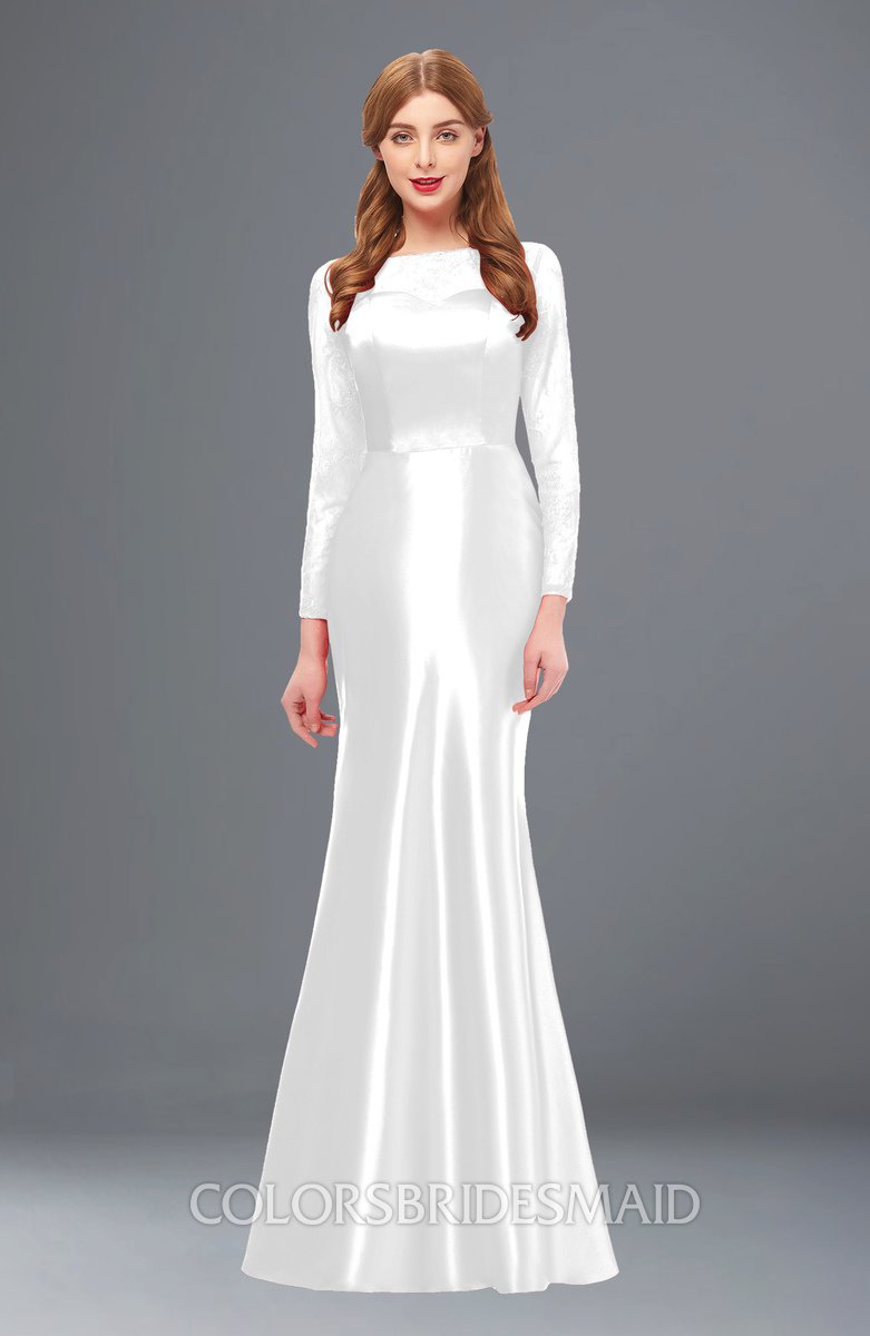 long sleeve white bridesmaid dresses