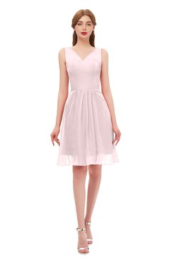 ColsBM Sage Blush Bridesmaid Dresses Zip up Knee Length Cute Sleeveless V-neck Ruching