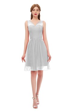 ColsBM Sage Dove Grey Bridesmaid Dresses Zip up Knee Length Cute Sleeveless V-neck Ruching