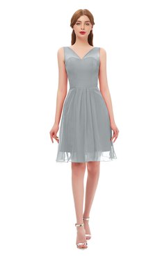 ColsBM Sage High-rise Bridesmaid Dresses Zip up Knee Length Cute Sleeveless V-neck Ruching