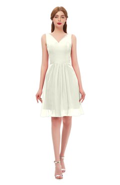 ColsBM Sage Ivory Bridesmaid Dresses Zip up Knee Length Cute Sleeveless V-neck Ruching