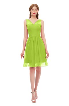 ColsBM Sage Lime Green Bridesmaid Dresses Zip up Knee Length Cute Sleeveless V-neck Ruching