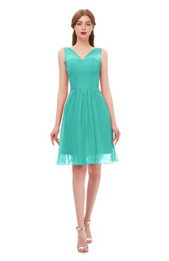 ColsBM Sage Mint Green Bridesmaid Dresses Zip up Knee Length Cute Sleeveless V-neck Ruching