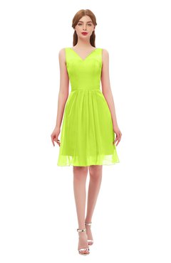 ColsBM Sage Sharp Green Bridesmaid Dresses Zip up Knee Length Cute Sleeveless V-neck Ruching