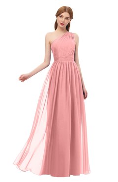 ColsBM Kendal Flamingo Pink Bridesmaid Dresses A-line Sleeveless Half Backless Pleated Elegant One Shoulder
