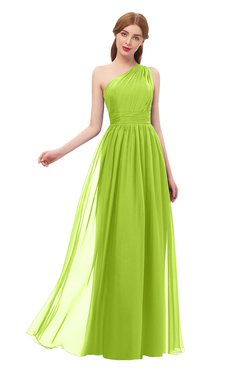 ColsBM Kendal Green Glow Bridesmaid Dresses A-line Sleeveless Half Backless Pleated Elegant One Shoulder