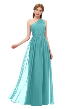 ColsBM Kendal Lake Blue Bridesmaid Dresses A-line Sleeveless Half Backless Pleated Elegant One Shoulder