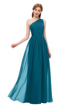 ColsBM Kendal Midnight Blue Bridesmaid Dresses A-line Sleeveless Half Backless Pleated Elegant One Shoulder