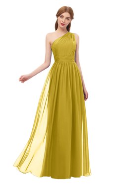 ColsBM Kendal Sauterne Bridesmaid Dresses A-line Sleeveless Half Backless Pleated Elegant One Shoulder