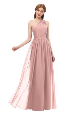 ColsBM Kendal Silver Pink Bridesmaid Dresses A-line Sleeveless Half Backless Pleated Elegant One Shoulder