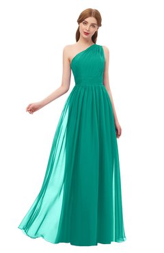 ColsBM Kendal Viridian Green Bridesmaid Dresses A-line Sleeveless Half Backless Pleated Elegant One Shoulder