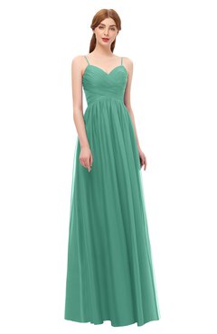 ColsBM Rian Beryl Green Bridesmaid Dresses Sleeveless Ruching A-line Glamorous Half Backless Spaghetti