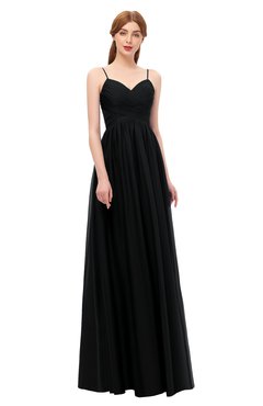 ColsBM Rian Black Bridesmaid Dresses Sleeveless Ruching A-line Glamorous Half Backless Spaghetti