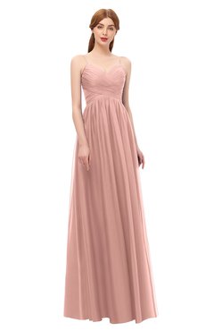 ColsBM Rian Coral Almond Bridesmaid Dresses Sleeveless Ruching A-line Glamorous Half Backless Spaghetti