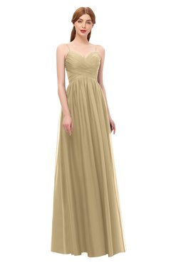 ColsBM Rian Gold Bridesmaid Dresses Sleeveless Ruching A-line Glamorous Half Backless Spaghetti