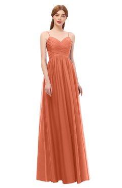 ColsBM Rian Persimmon Bridesmaid Dresses Sleeveless Ruching A-line Glamorous Half Backless Spaghetti