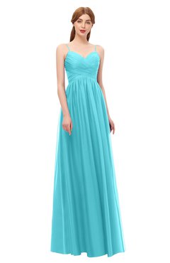 ColsBM Rian Turquoise Bridesmaid Dresses Sleeveless Ruching A-line Glamorous Half Backless Spaghetti