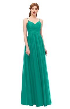 ColsBM Rian Viridian Green Bridesmaid Dresses Sleeveless Ruching A-line Glamorous Half Backless Spaghetti