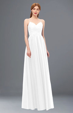 ColsBM Rian White Bridesmaid Dresses Sleeveless Ruching A-line Glamorous Half Backless Spaghetti