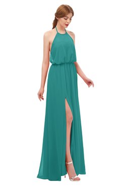 ColsBM Jackie Emerald Green Bridesmaid Dresses Casual Floor Length Halter Split-Front Sleeveless Backless